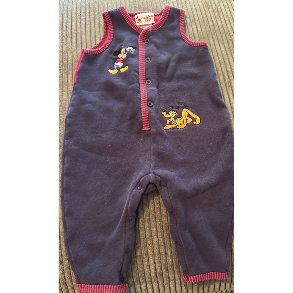 Vintage Mickey Disney World Outfit Romper One Piece Disney Store Baby 18M Navy